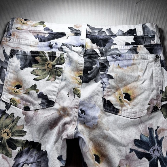 7 For All Mankind Floral Print Ankle Skinny Jeans Size 32 Made In USA - Picture 13 of 14